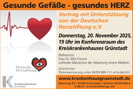 Vortrag - Gesunde Gefäße – gesundes HERZ: Den Herzinfarkt vermeiden 